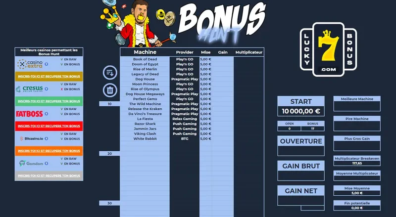 screenshot bonus hunt tableau