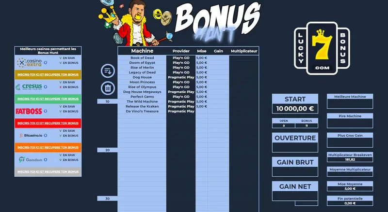 screenshot bonus hunt tableau