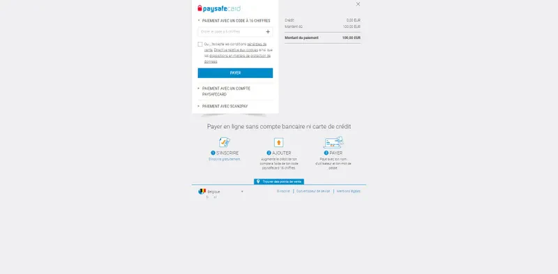 confirmation paiement paysafecard