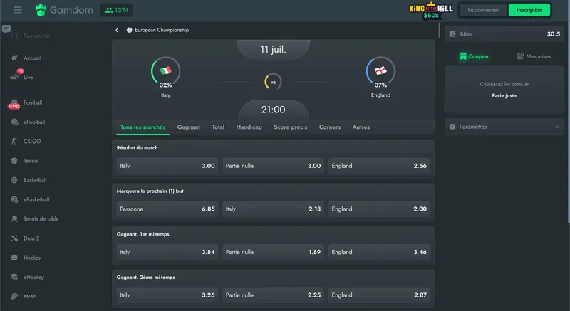 bet winner euro 2020 final gamdom