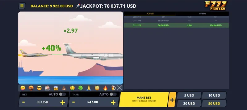 bonus de 40% sur f777 fighter crash game