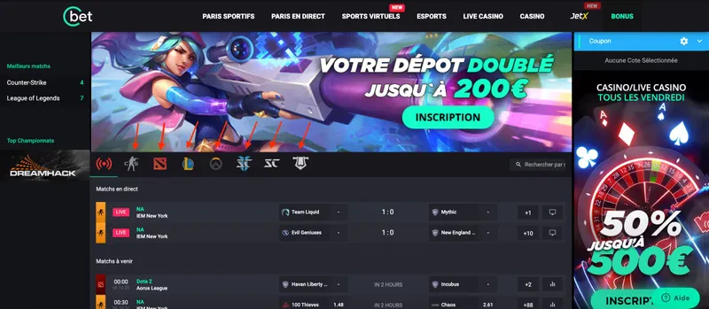 sélection de jeux sur cbet