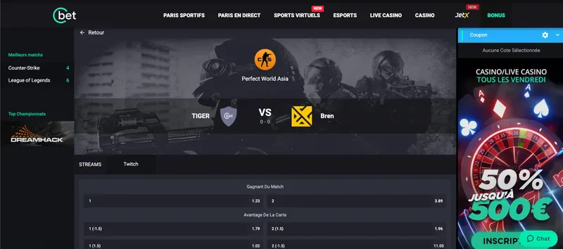 variation de la cote pendant le match