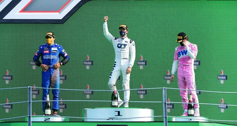 podium formule 1 gasly sainz stroll