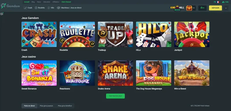 gamdom accueil