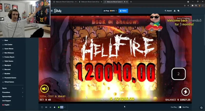 xqcow book of shadows big win