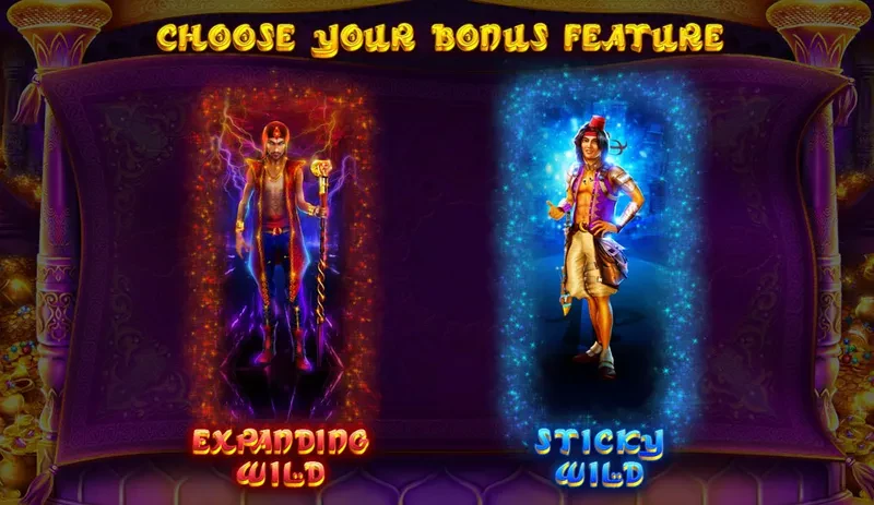 choose expanding wild or sticky wild azrabah wishes