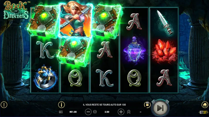Obtention du bonus sur la machine a sous Book of Darkness