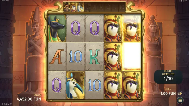 Connexion durant les parties bonus sur la machine a sous Book of Destiny