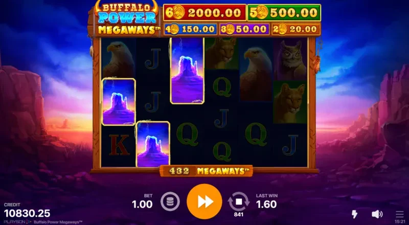 scatter free spins buffalo power megaways
