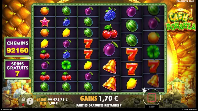 Grille de départ bonus Cash Bonanza