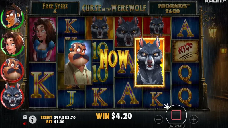 curse of the werewolf megaways symboles spéciaux