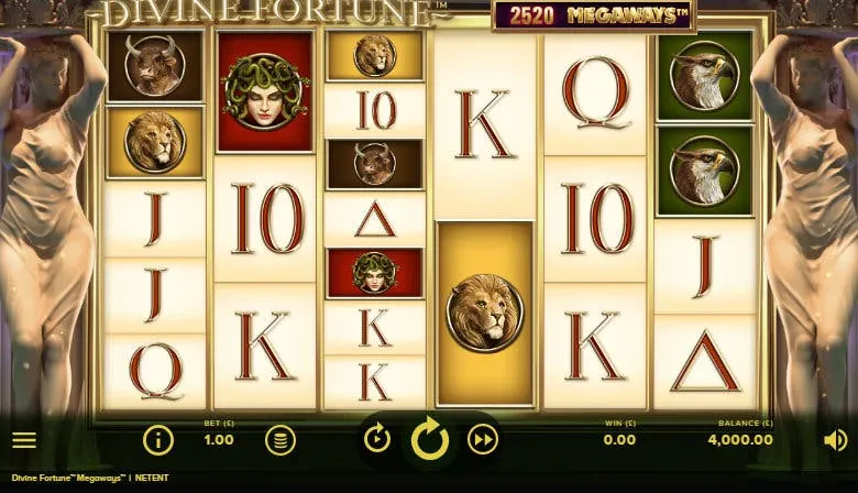 interface jeu divine fortune megaways