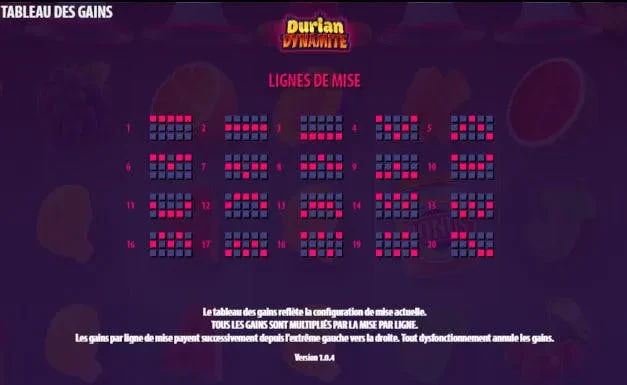 lignes paiement durian dynamite