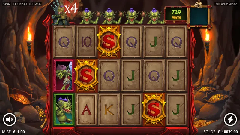 Déclenchement bonus goblin feat spins sur Evil Goblins xBombs
