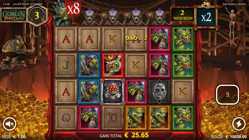 Fonctionnalité bonus goblin feat spins sur Evil Goblins xBombs