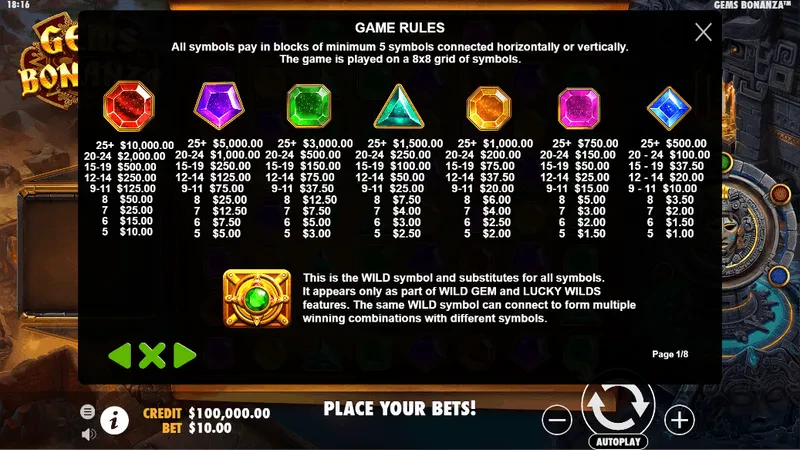 symbols gems bonanza