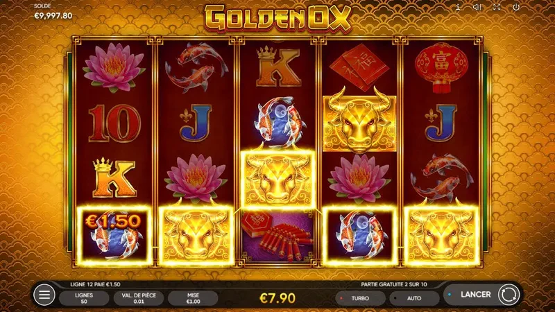 gains durant le bonus de la slot golden ox endorphina