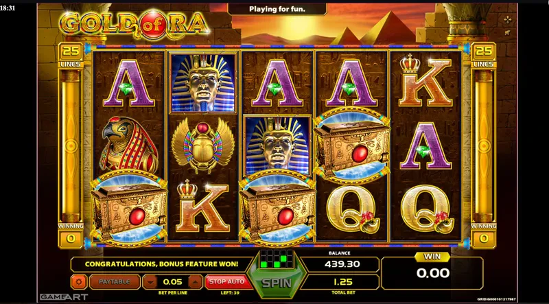 obtention du bonus sur Gold of RA