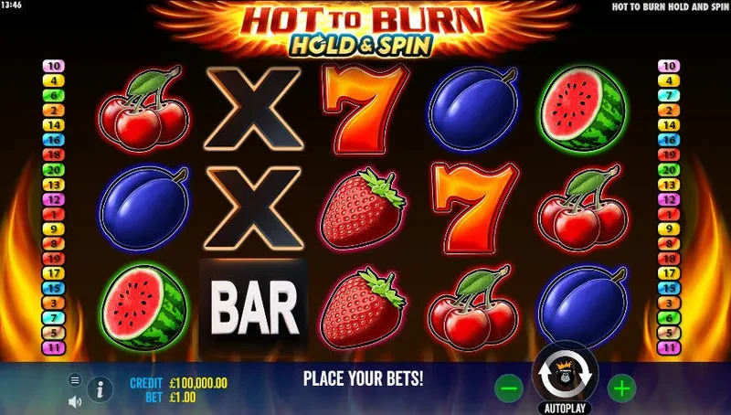 interface jeu hot to burn