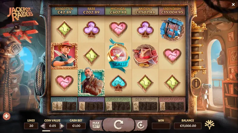 interface jeu jackpot raiders