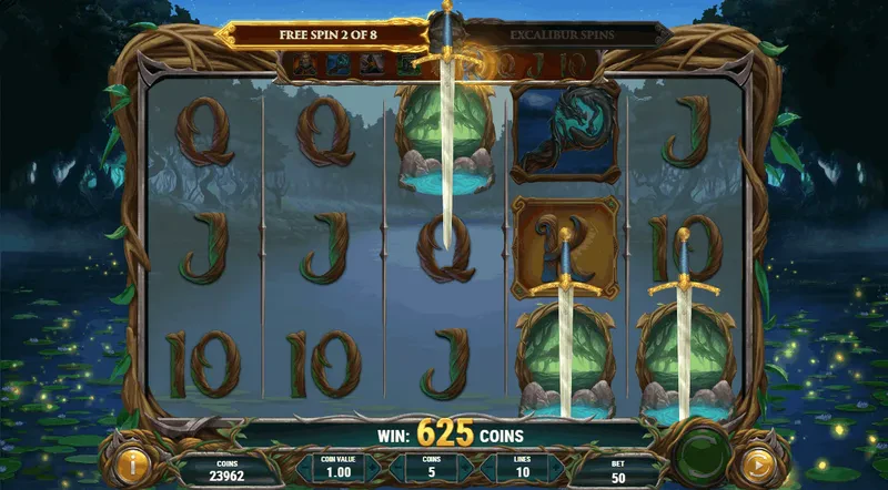 excalibur spins lord merlin