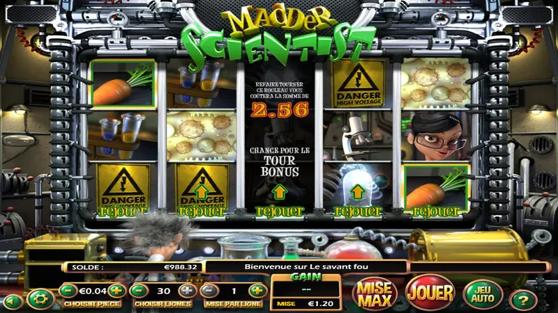 fonction bonus rejouer madder scientist
