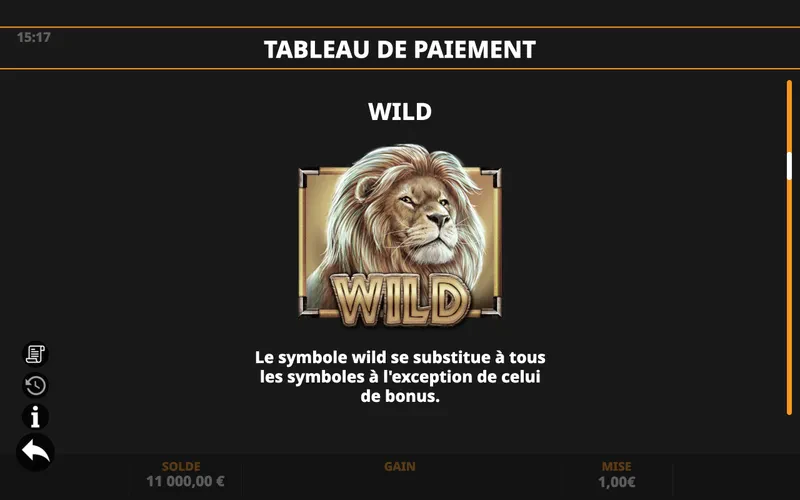 Symbole wild sur Savanna Roar