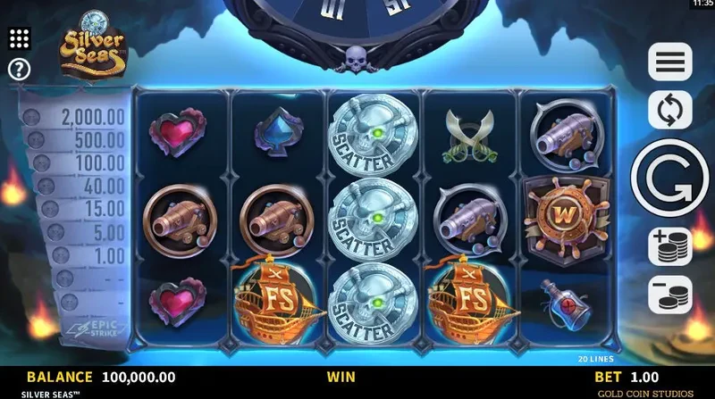 interface jeu sivler seas
