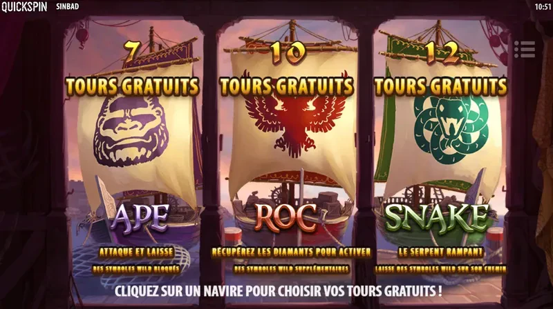 choix du bonus sur sinbad quickspin