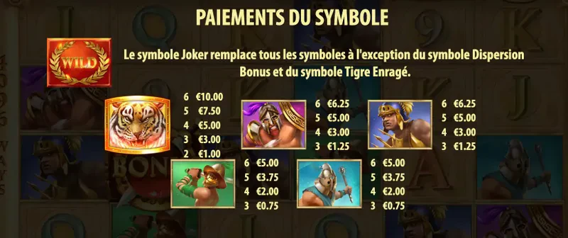 symboles premiums tiger's glory ultra