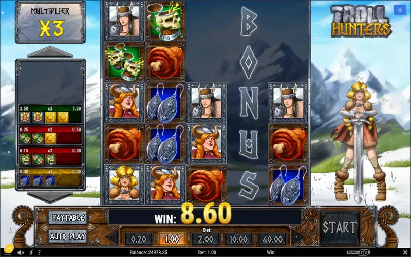 obtention du bonus sur la machine a sous troll hunters