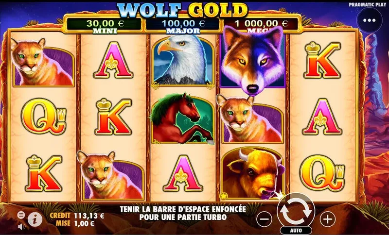 interface jeu wolf gold