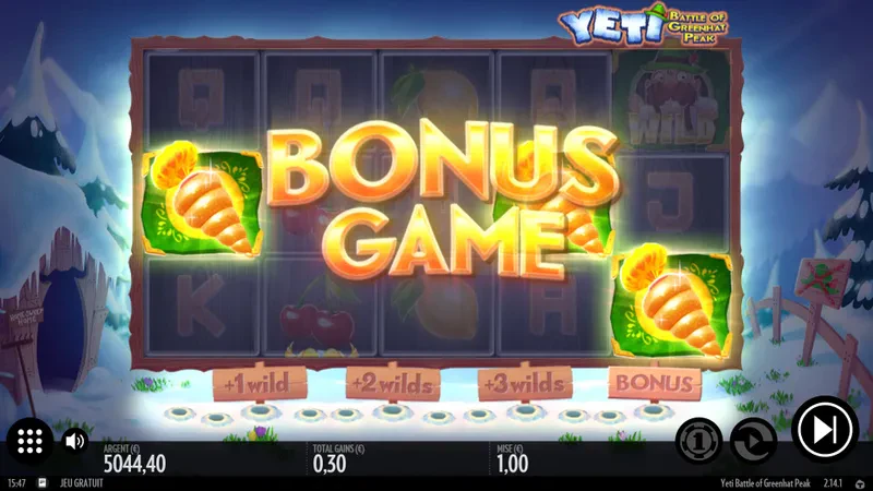 Bonus game Yeti Battle of Greenhat Peak
