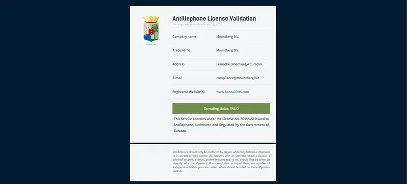 Licence curaçao de Banzai