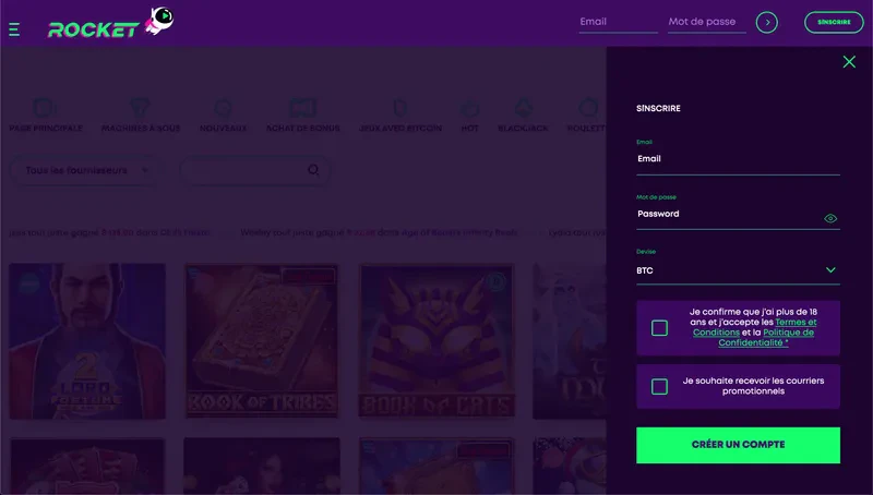 inscription casino rocket