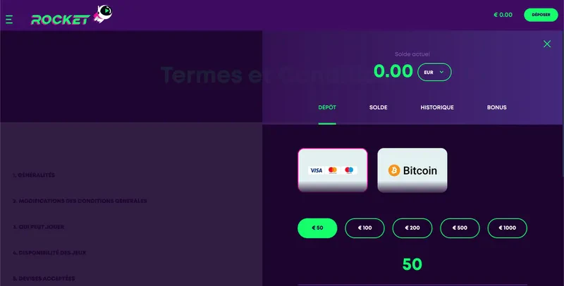 méthodes de paiement casino rocket