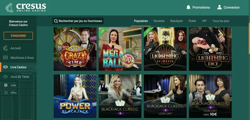 live cresus casino