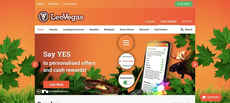 landing page leovegas