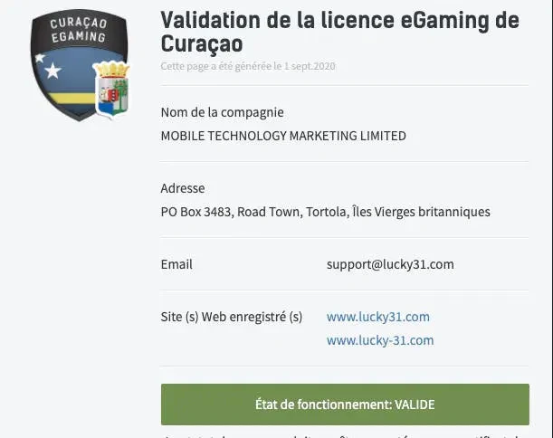 licence lucky31