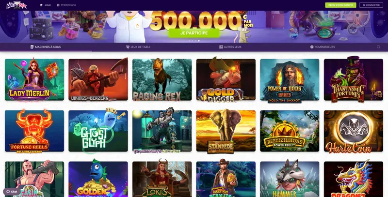 Les machines a sous disponibles sur Madnix casino