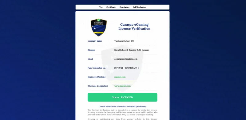 Licence de jeux de Madnix