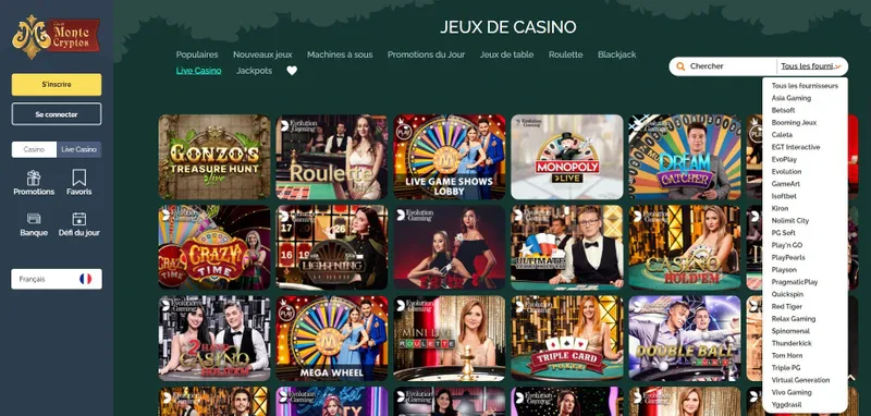 providers montecryptos casino