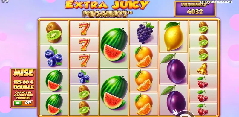La grille de départ de la machine a sous Extra Juicy Megaways de Pragmatic Play