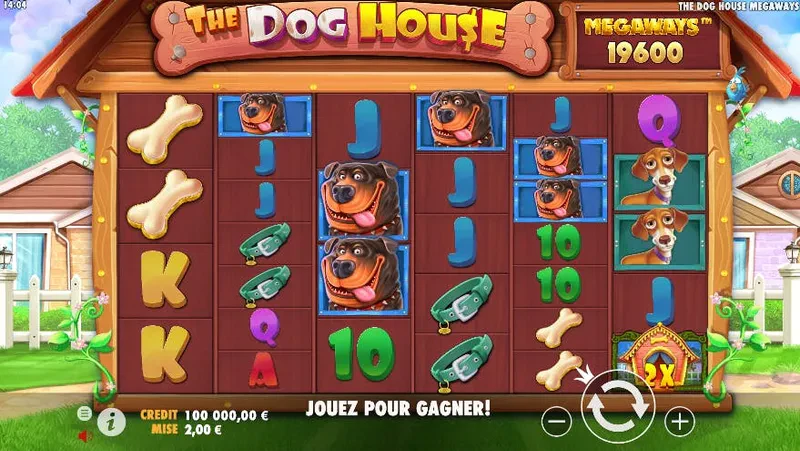 Grille de départ de la machine a sous The Dog House Megaways de Pragmatic Play