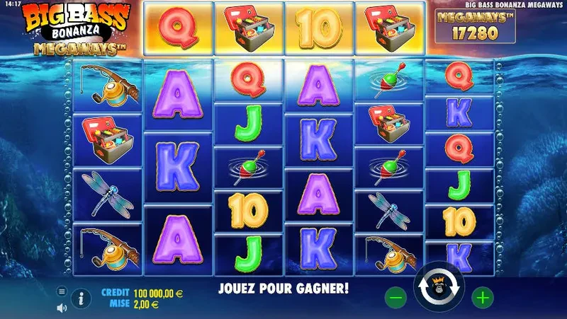 Grille de départ de la machine a sous Big Bass Bonanza Megaways de Pragmatic Play