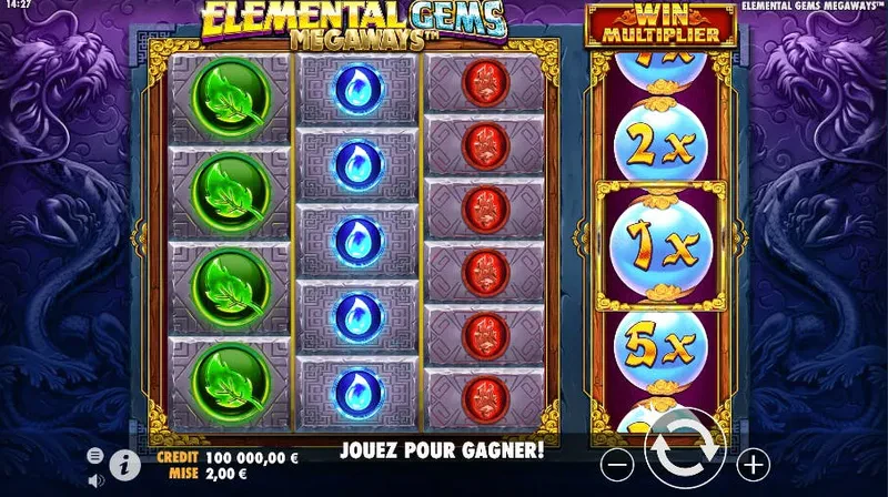 Grille de départ de la machine a sous Elemental Gems Megaways
