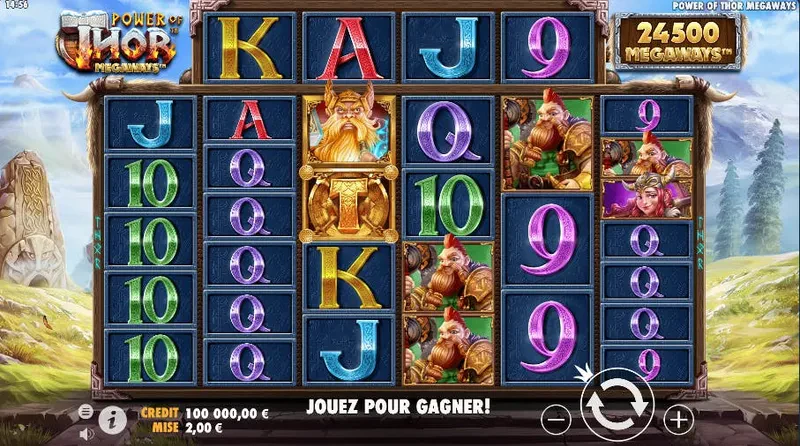 Grille de départ de la machine a sous Power of Thor Megaways de Pragmatic Play