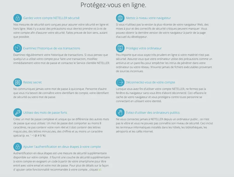 règles pour se protéger en ligne