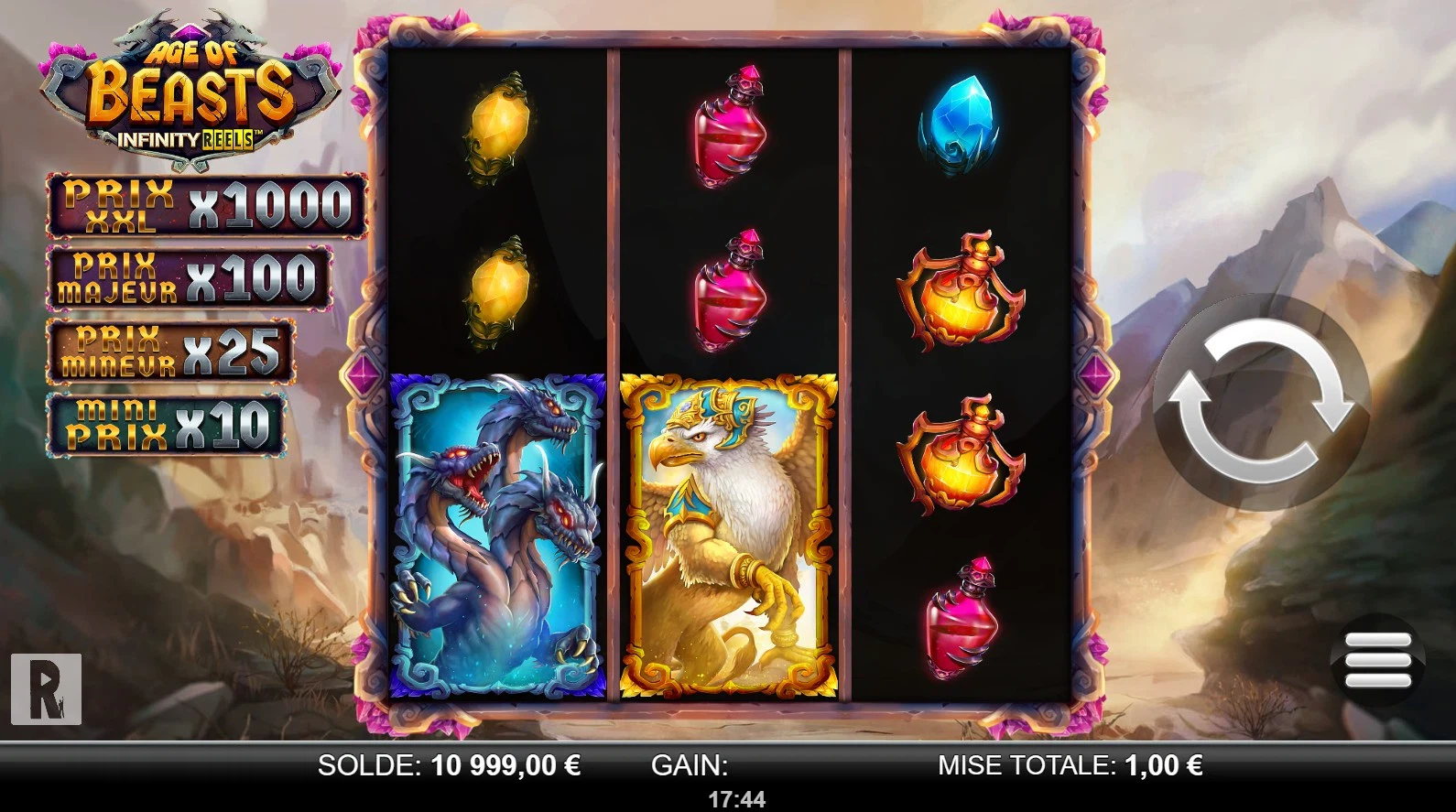 jeu de base de la slot age of beats infinity reels yggdrasil